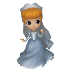 Disney Cinderella Blue Glitter Wedding Dress Q Posket Figure from japan